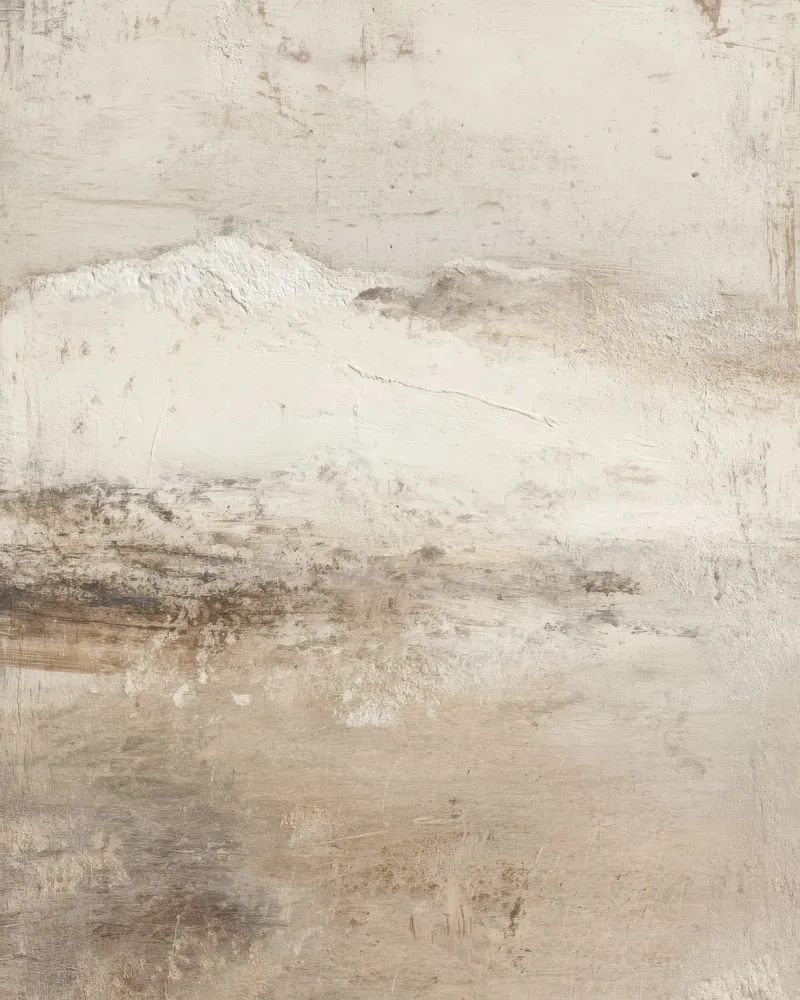 Texturierte neutrale abstrakte Landschaftsmalerei auf Leinwand Poster mit Kunststoffrahmen von Artbyvo