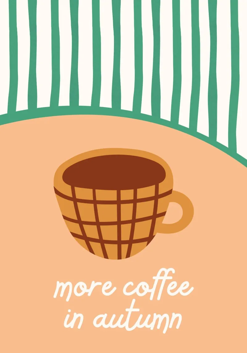 Meer Koffie in de Herfst Gezellige Poster Kunst canvas met Baklijst van vintagepod