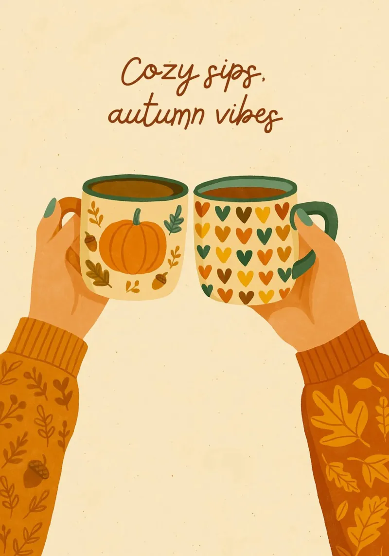 Cozy Sips Autumn Vibes Coffee Mug Art canvas with Floater frame by vintagepod
