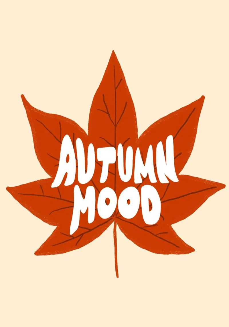 Herbststimmung Ahornblatt Herbst Ästhetik Poster Leinwand mit Schattenfugenrahmen von vintagepod