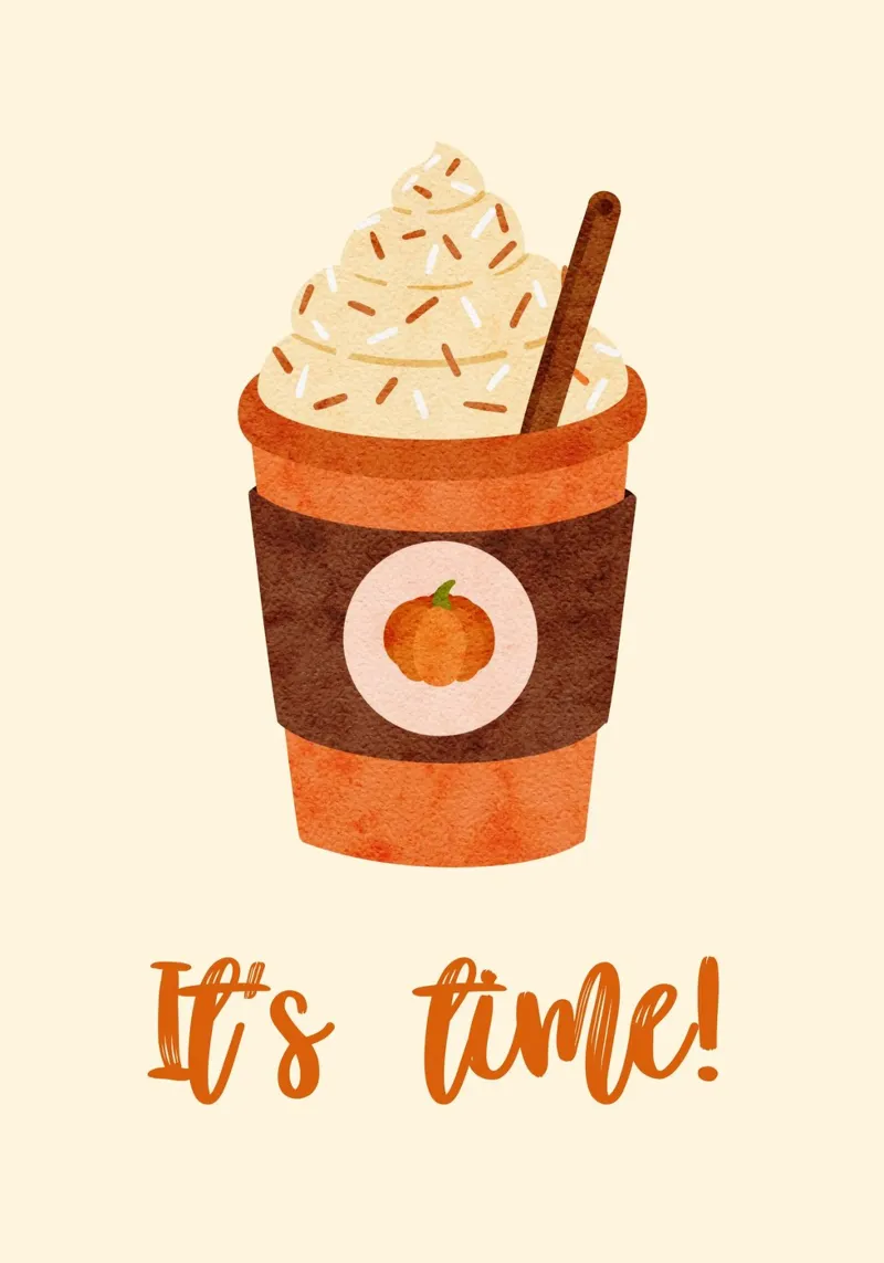 Impresión artística de It's Time Pumpkin Spice Latte lienzo con Marco flotante de vintagepod