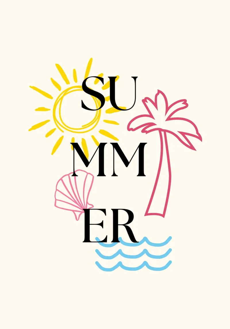 SUMMER Minimalist Sun Palm Tree Beach Art Print canvas with Floater frame by dawnthesea