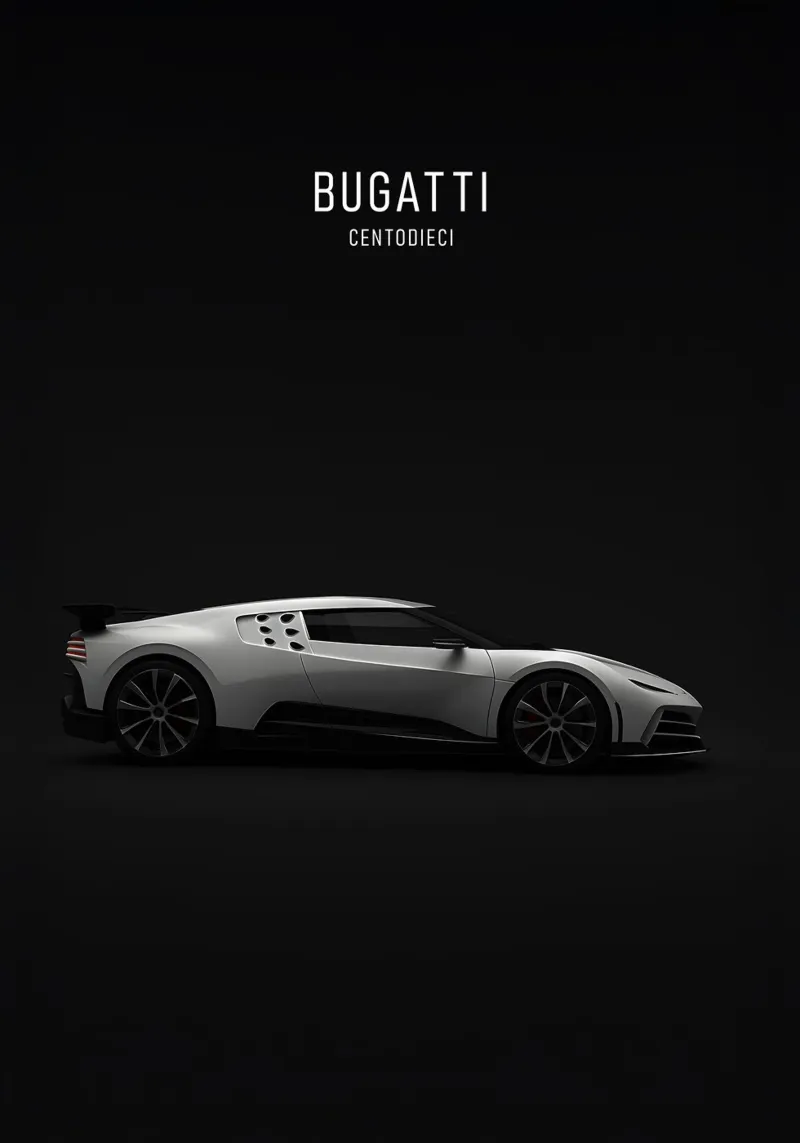 BUGATTI CENTODIECI poster con telaio in alluminio da AlexAuto