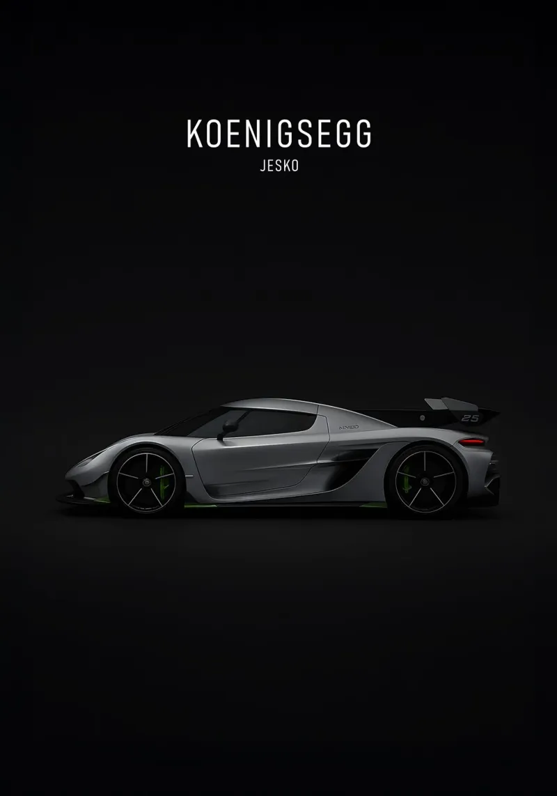 Koenigsegg Jesko poster con telaio in alluminio da AlexAuto