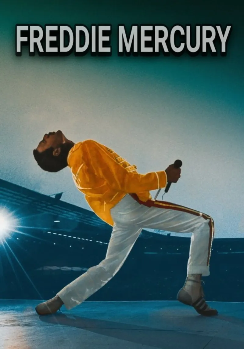 Estilo icónico de Freddie Mercury poster con marco de madera de Lembayung art