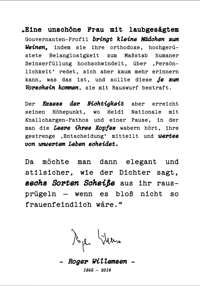 Roger Willemsen sulla citazione di Heidi Klum poster da mgx
