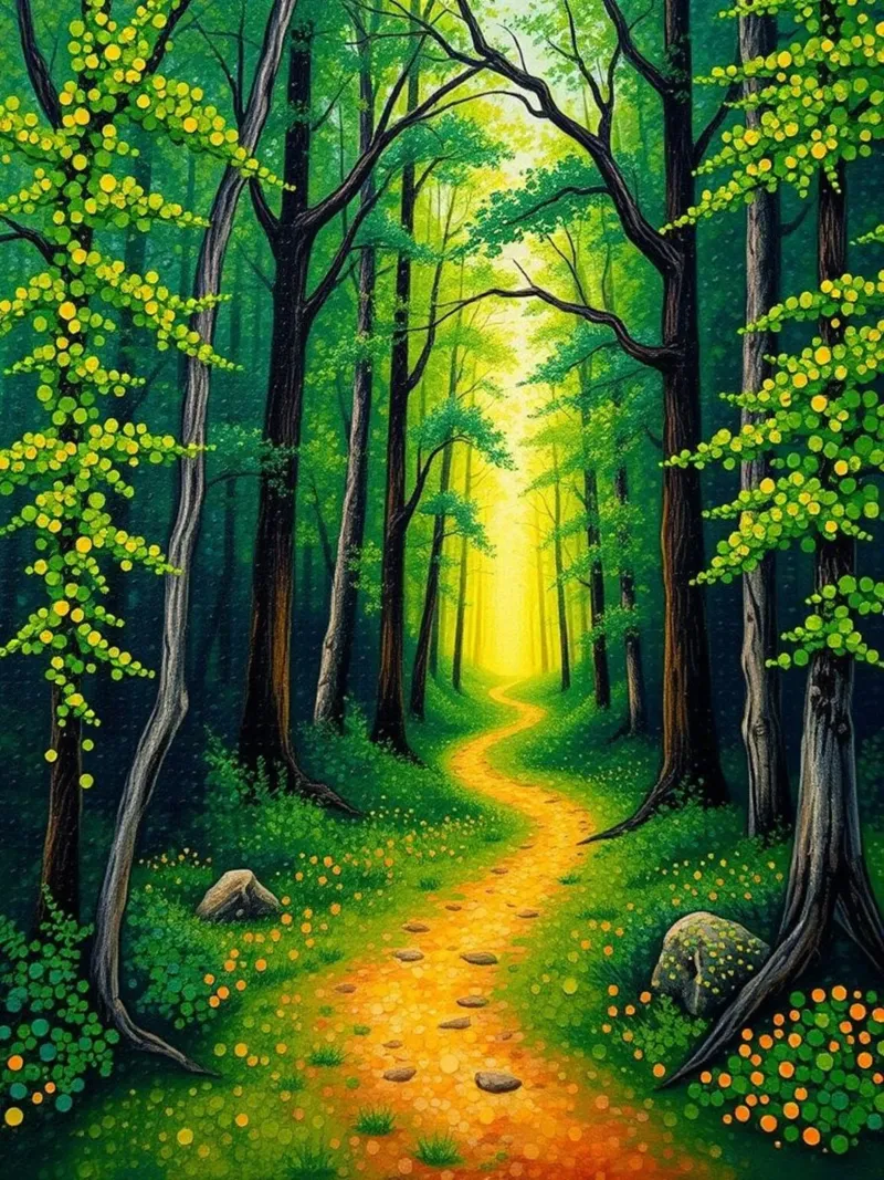 Verzauberter Waldpfad: Eine Reise durch die Smaragdwälder Leinwand mit Schattenfugenrahmen von Artistic-shop