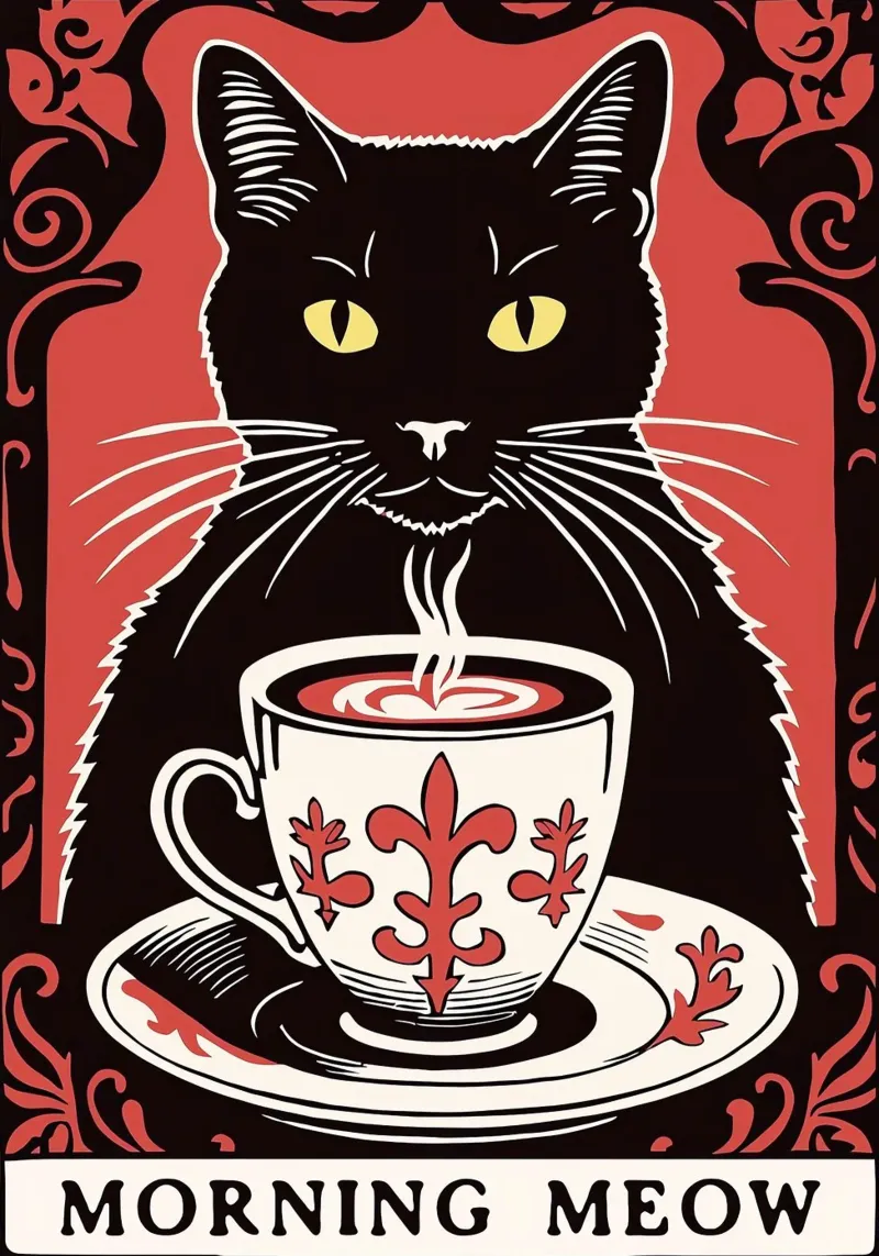 Miao mattutino poster con telaio in alluminio da Arjun