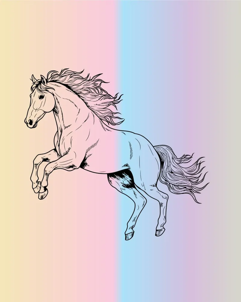 line horse jump in gradient poster con telaio in alluminio da Creaton