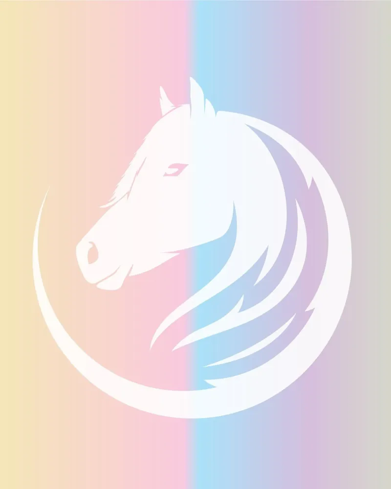 white line horse in gradient poster con telaio in alluminio da Creaton