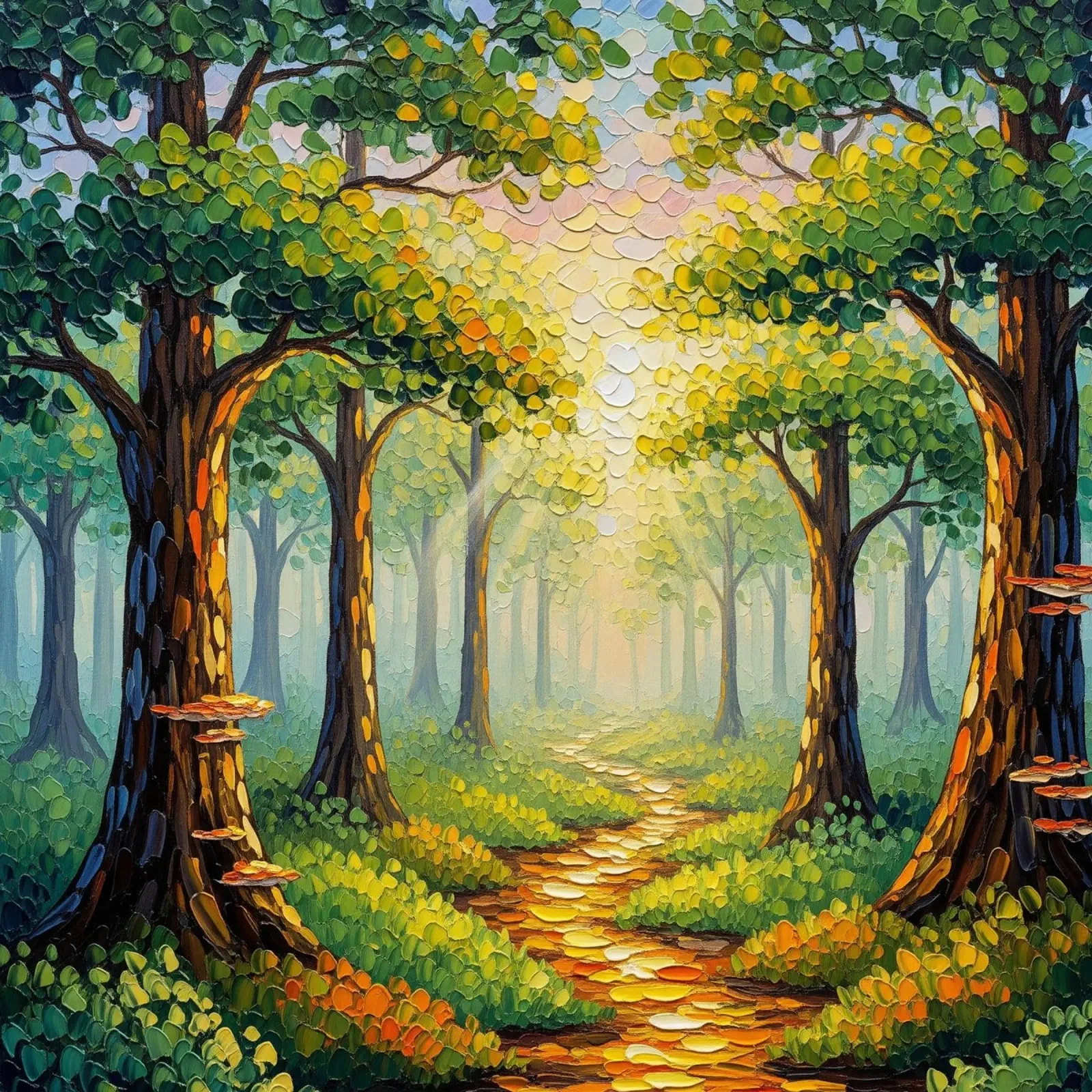 Il sentiero del legno del cuore: Un viaggio inondato di sole poster da Artistic-shop
