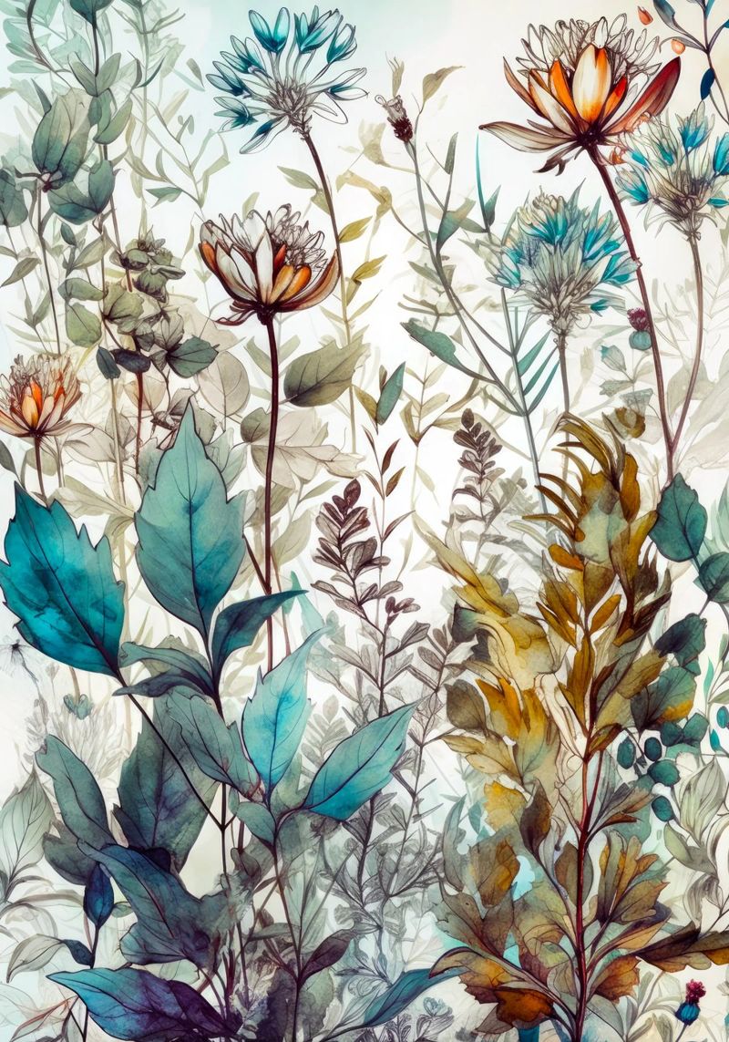 Prairie légère de plantes sauvages art poster de Justyna Jaszke JBJart