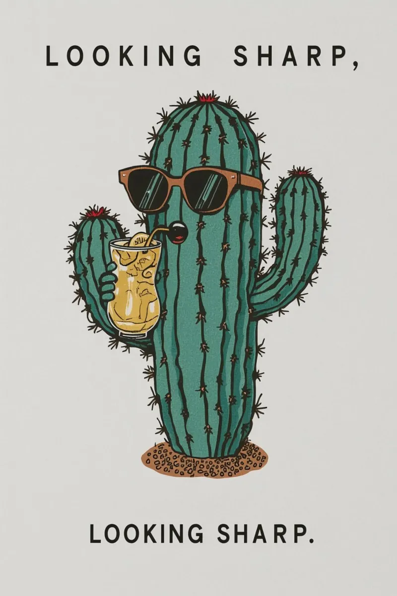Cool Cartoon cactus con occhiali da sole con in mano un drink pellicola backlit da DesignDoodle
