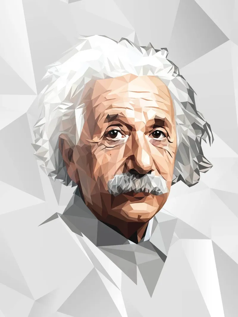 Albert Einstein Lowpoly tela con Cornice a cassetta da Low Profile