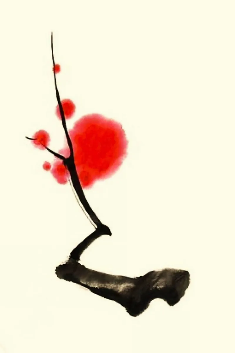 red flower branch pellicola backlit da comura
