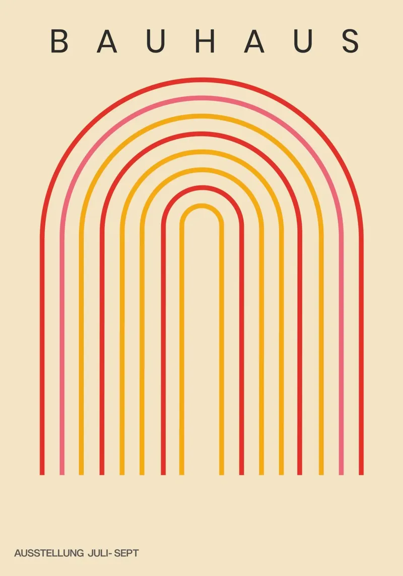 Bauhaus Geometric Rainbow Line tela con Cornice a cassetta da Attaboy Dsgn