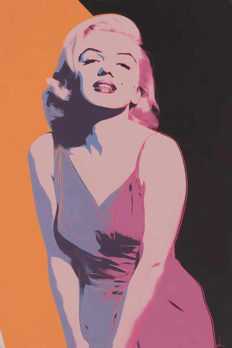 Marilyn Monroe | Icona Pop Art in rosa arancio poster con telaio in alluminio da Autofocus