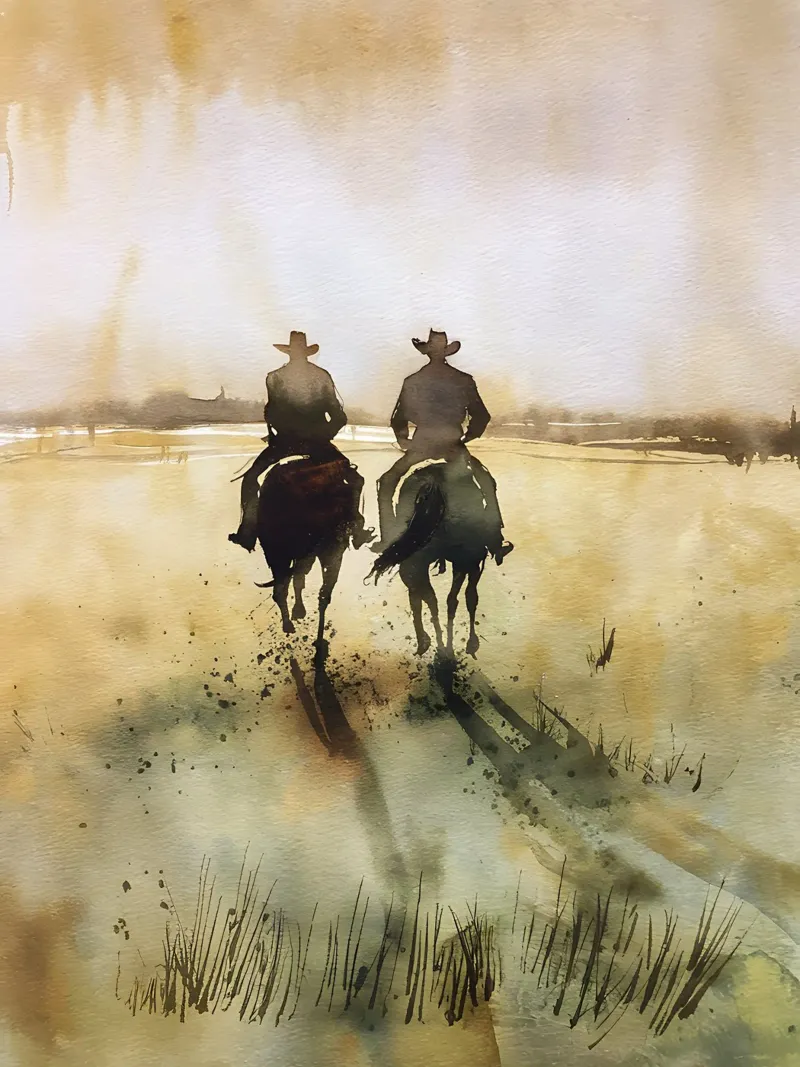 Dos vaqueros en el Oeste metacrilato de Plain Thoughts