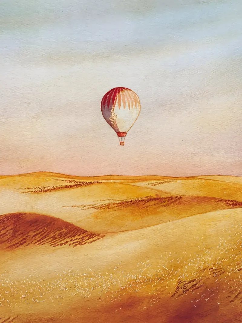 Voli in mongolfiera sopra le Dune d'Oro poster da Plain Thoughts
