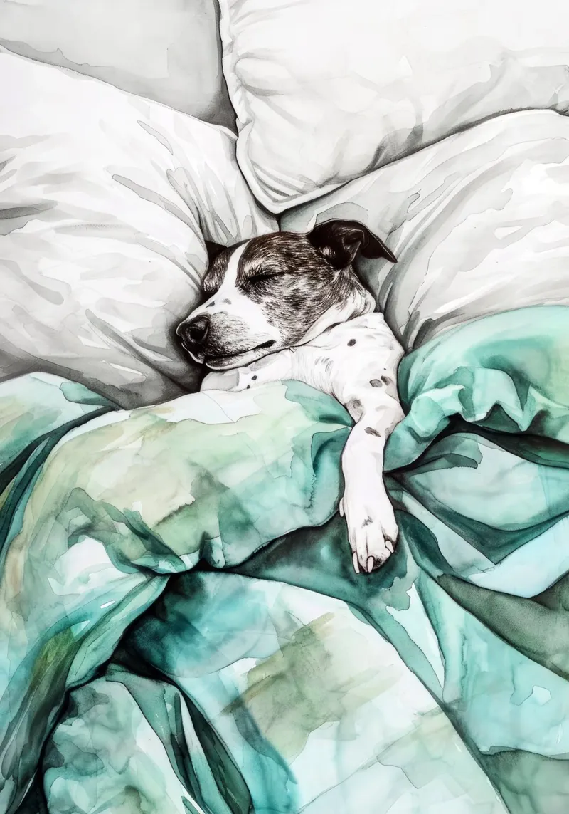 Un altro cane che dorme nel mio letto pellicola backlit da Justyna Jaszke JBJart