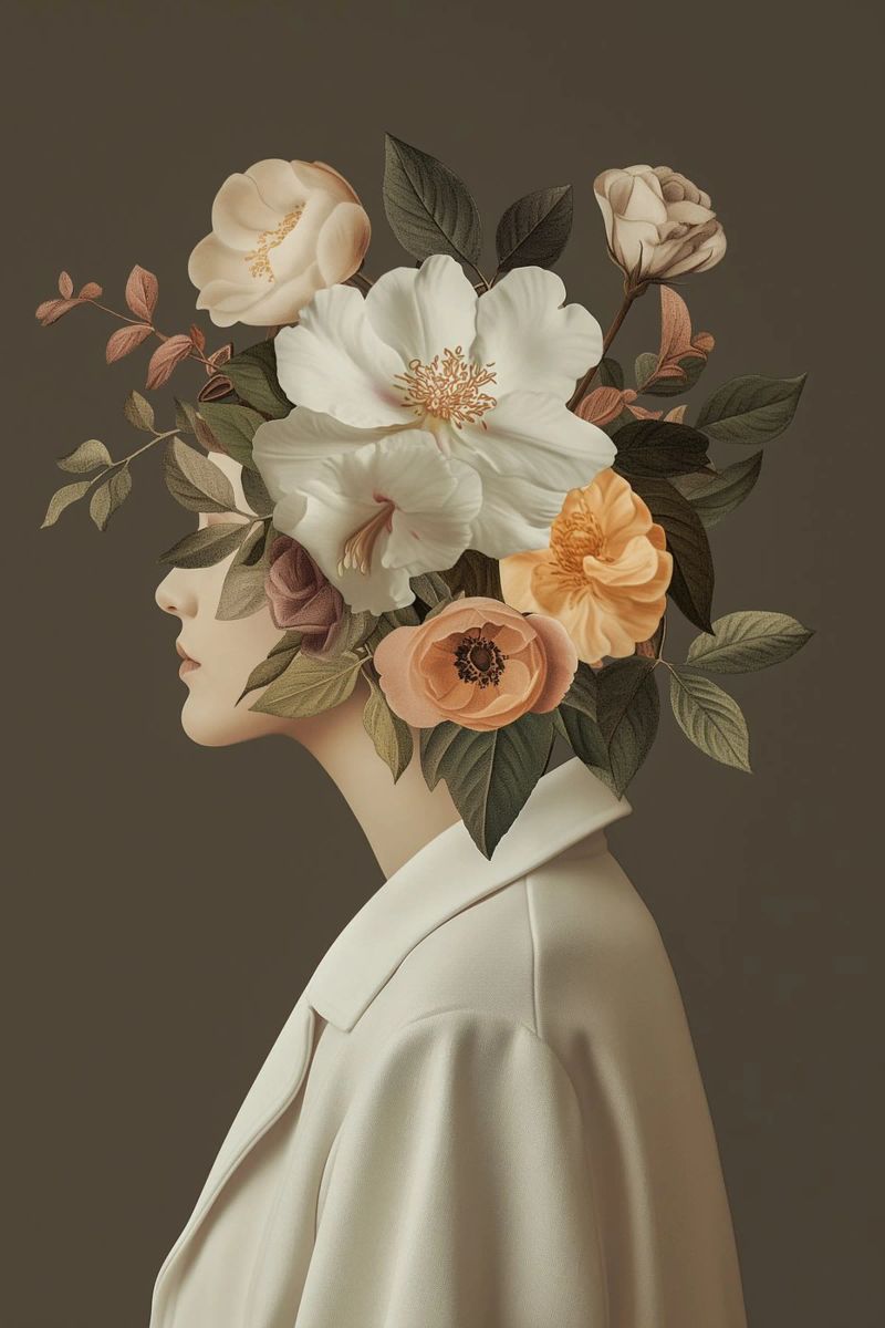 Portrait women flower head poster by Carinaprint