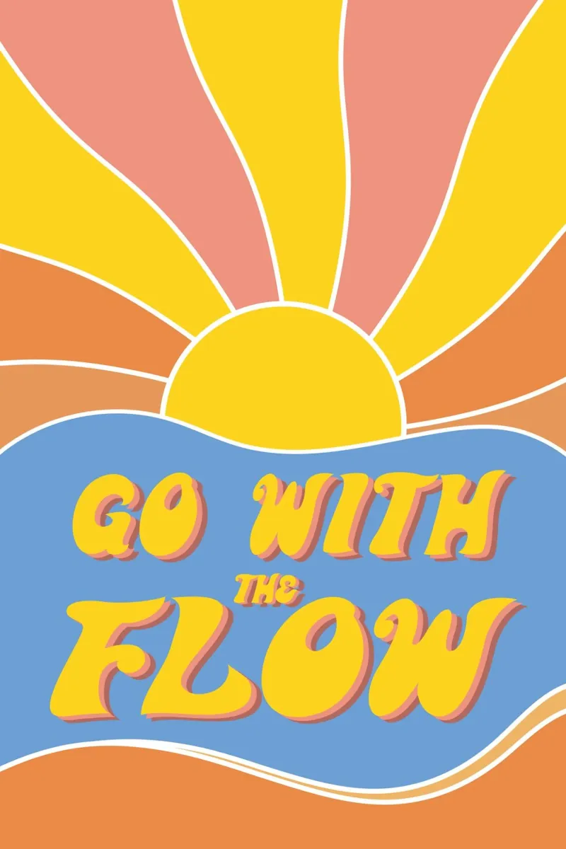 Grow With The Flow - Retro 70s Vibes poster with plastic frame by pierosvisuals