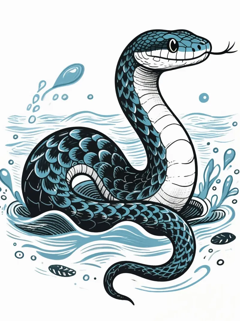 Serpente sull'acqua pellicola backlit da knowledge