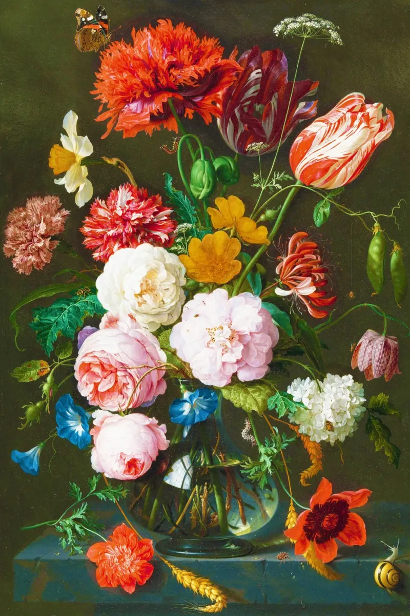 Fiori in un vaso di vetro Jan Davidsz. de Heem, carta hahnemühle da Chérie Prints