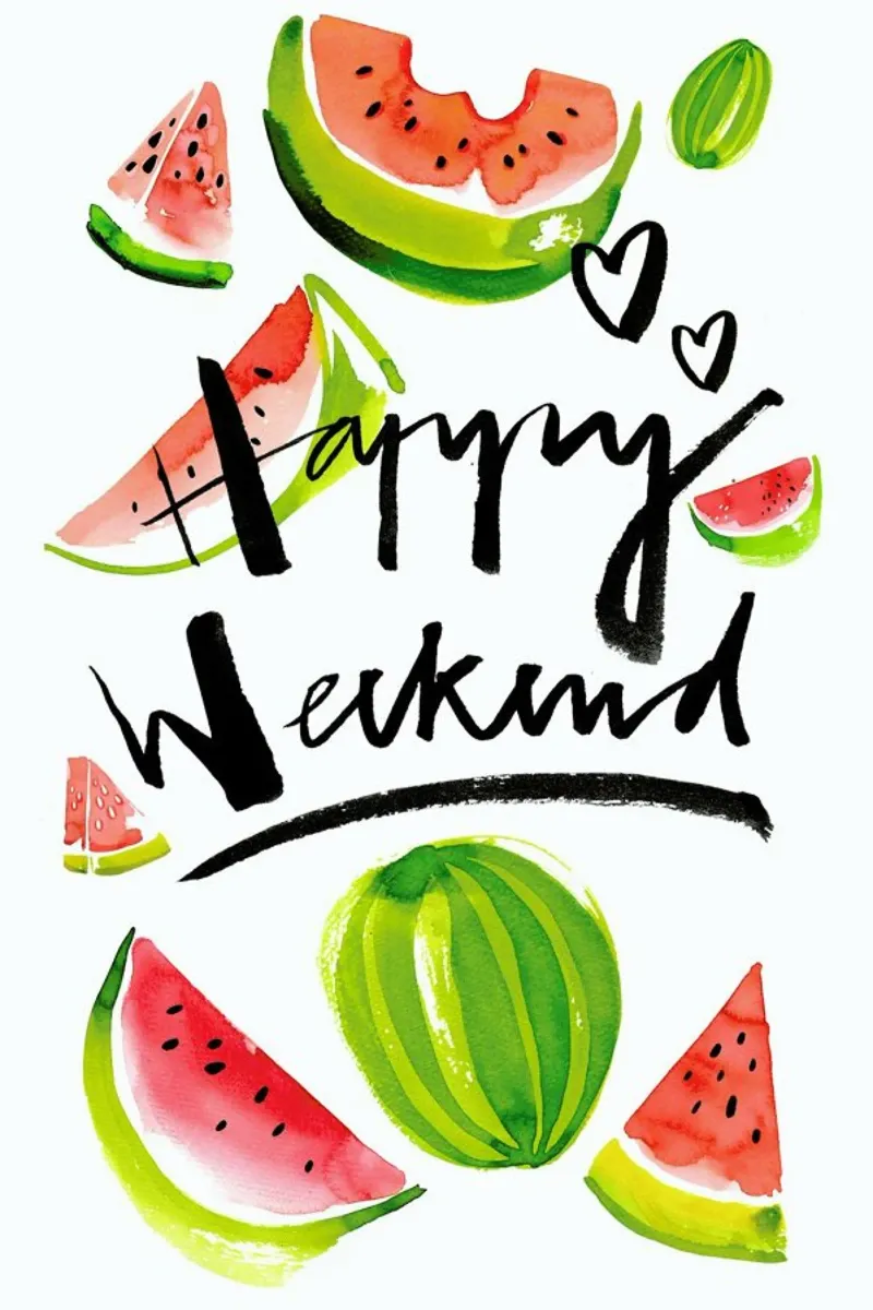 Happy Weekend poster con telaio in legno da Ekaterina Koroleva