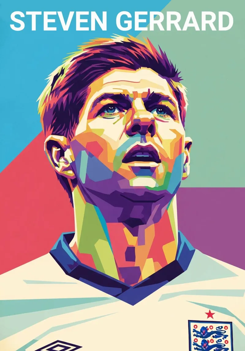 Ritratto pop art di Steven Gerrard pellicola backlit da Hantamrata