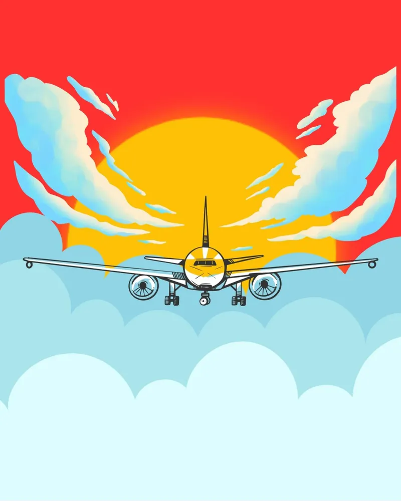 plane in sunset cloud pellicola backlit da Creaton