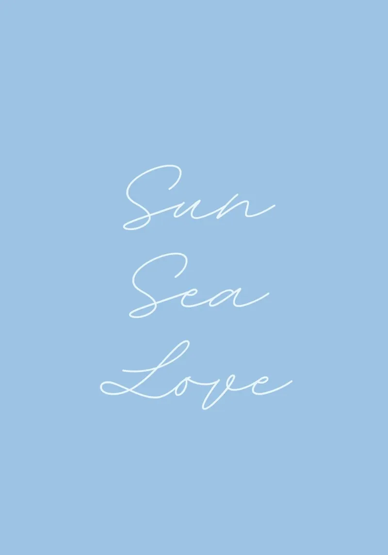 Sonne Meer Liebe Minimalist Script Zitat Blau Kunstdruck Leinwand von dawnthesea