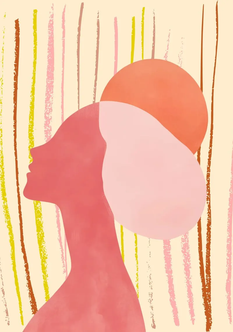 Boho vrouw abstract profiel portret kunst canvas van dawnthesea