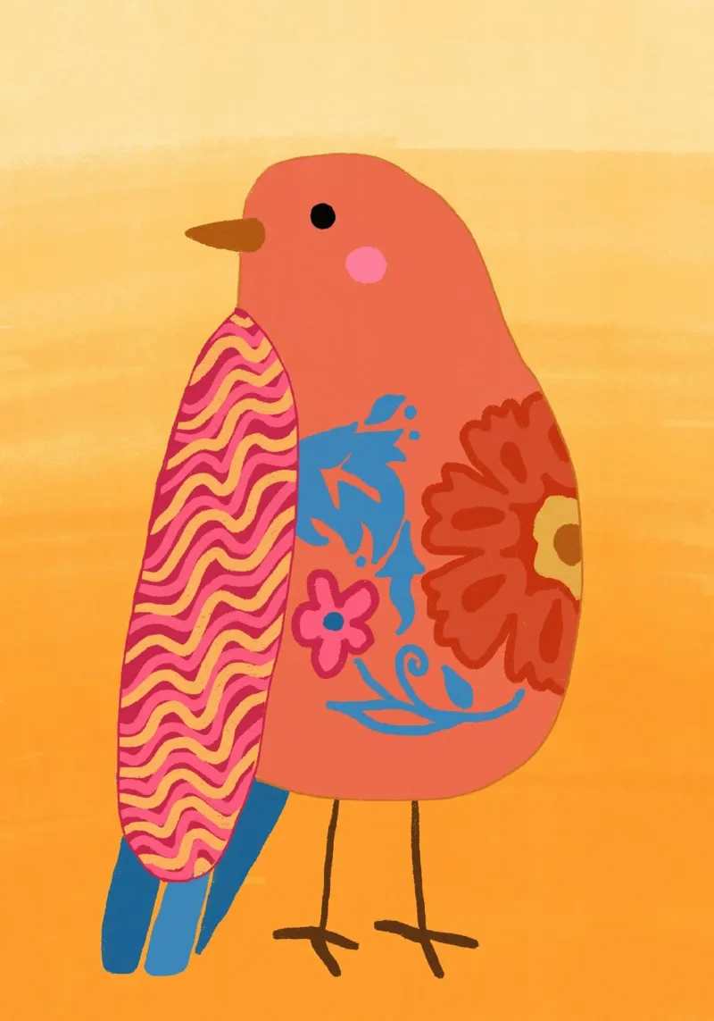 Boho Bird Funky Floral & Abstract Art Print metacrilato de dawnthesea