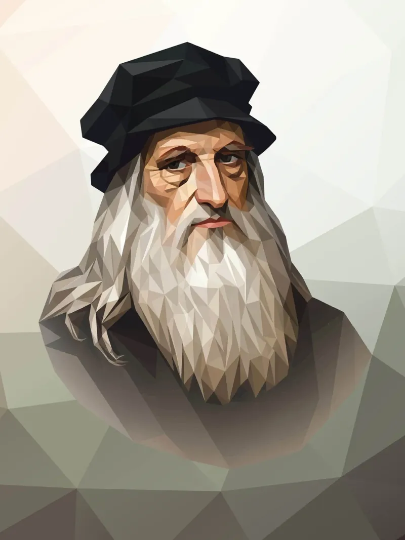 Portrait of Leonardo da Vinci Lowpoly pellicola backlit da Low Profile