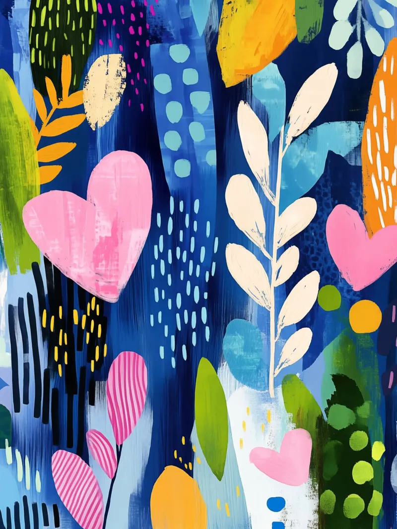 Boho plants with a heart | Botanical fantasy canvas by Autofocus