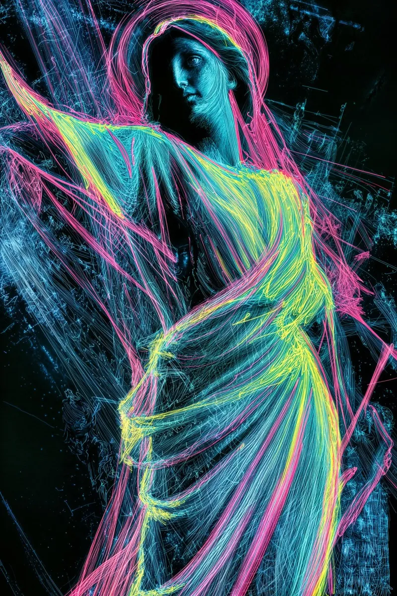 Digital Angel | Cyberpunk Neon Flow Light-Art pellicola backlit da Autofocus