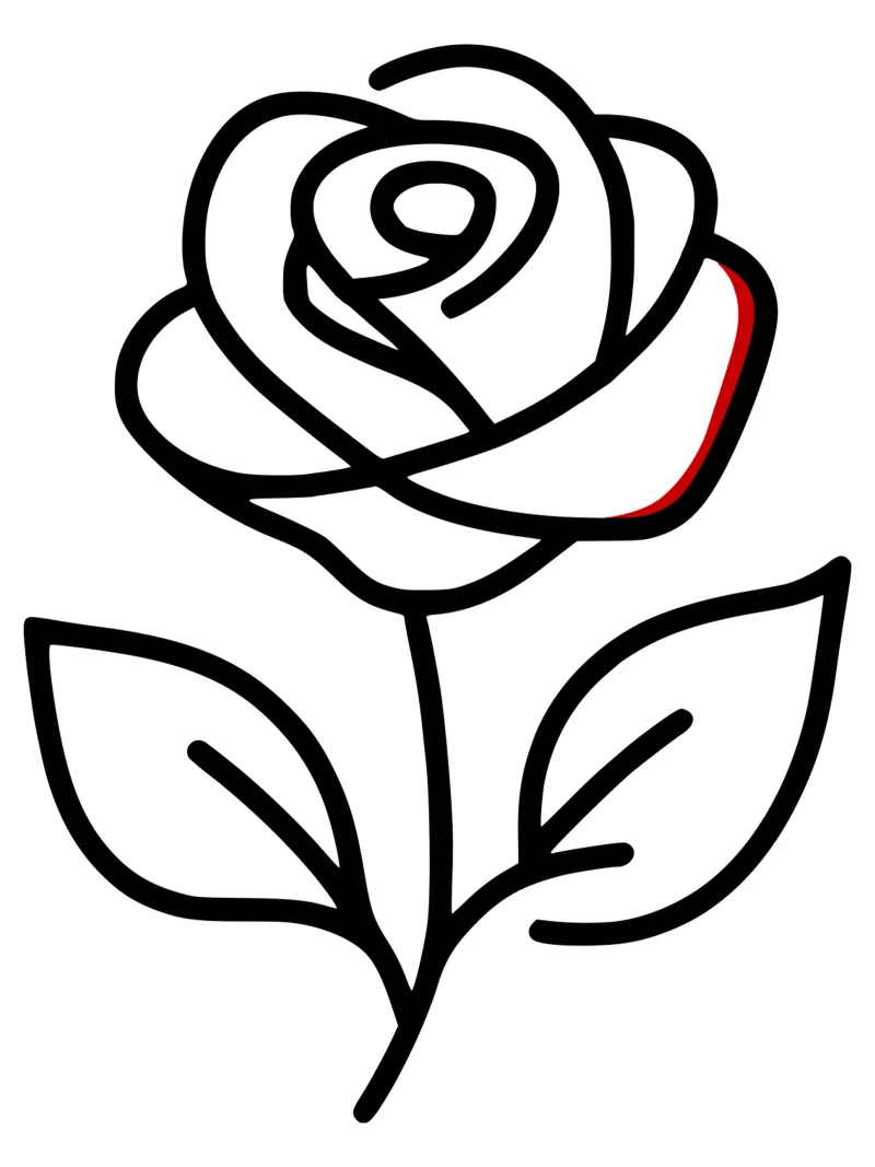 Rose, minimalist standing with a red colour hint canvas by Bold & Simple