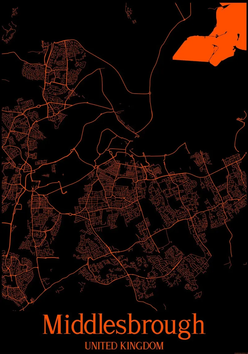 Middlesbrough carta hahnemühle da MiMap