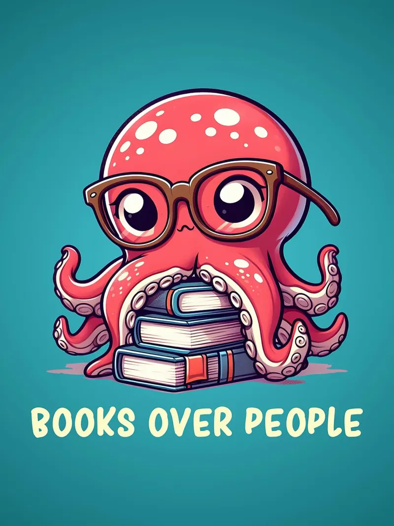 Libri oltre le persone Polpo nerd che legge alluminio dibond da Noah Bouchard