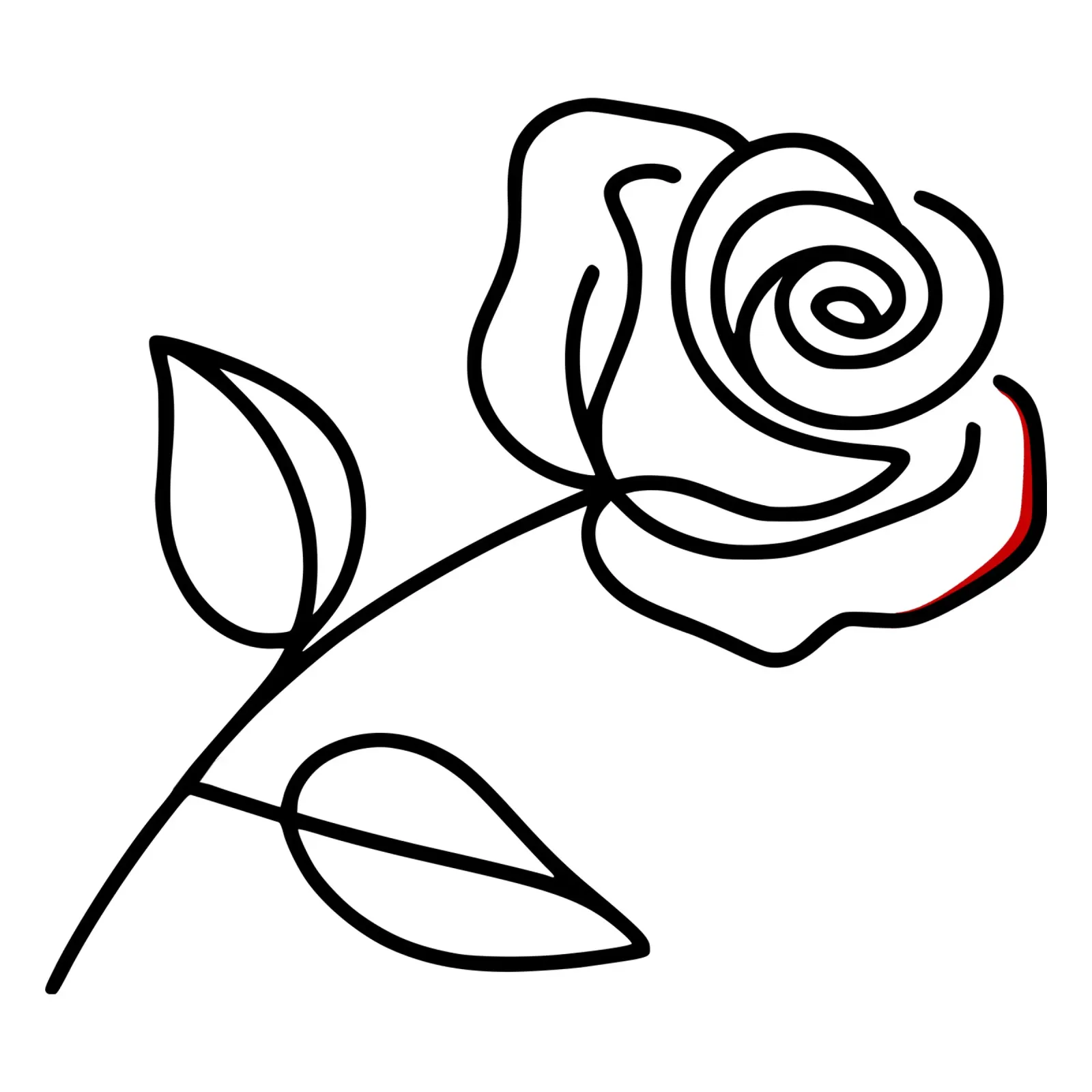 Minimalist curved rose with red colour accents canvas with Floater frame by Bold & Simple