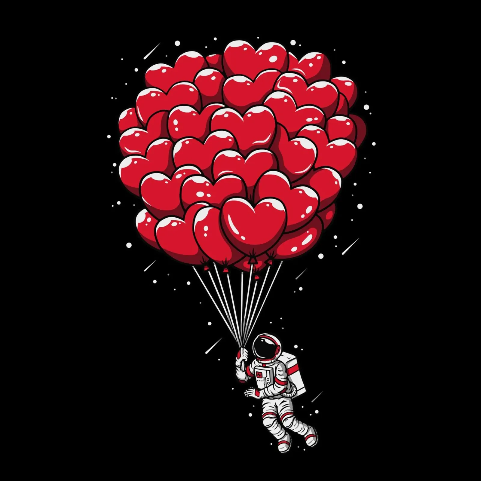 Astronauta con palloncino a cuore pellicola backlit da LM2KONE