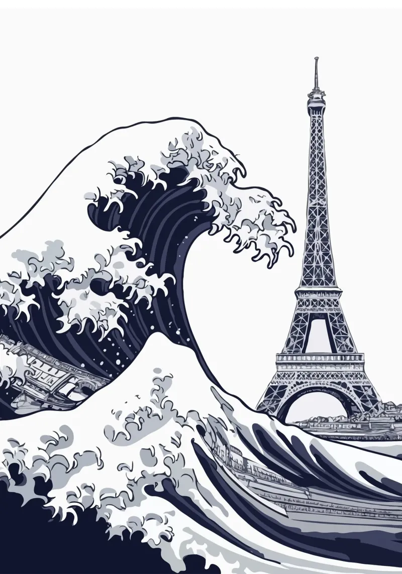 Great Wave & Eiffel Tower Acryl-Glas von edsonramosart