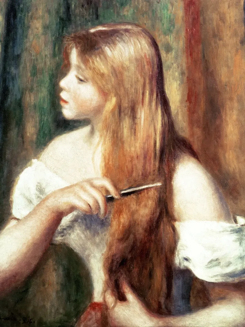 Blondes Mädchen kämmt ihr Haar Hahnemühle von masonday