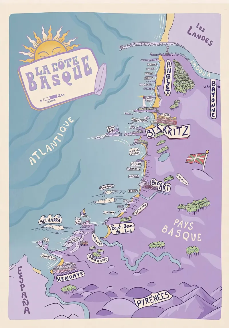 Mappa dei Paesi Baschi carta hahnemühle da Palletolate