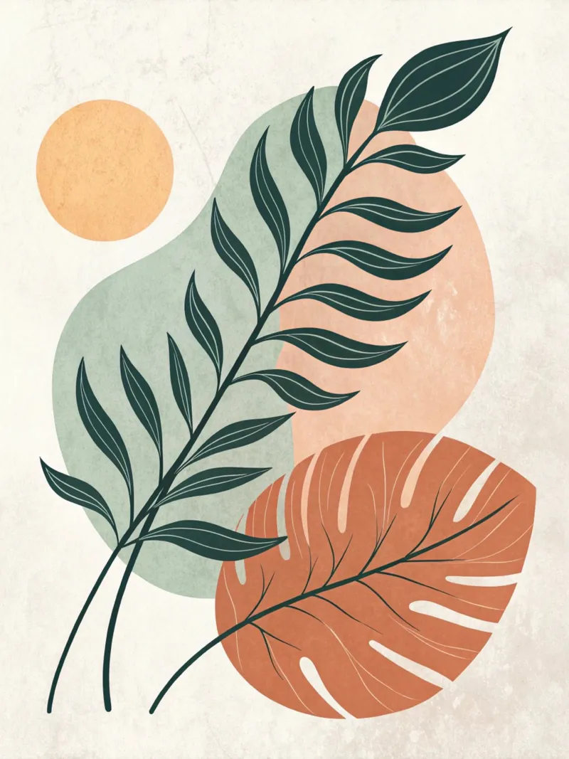 Boho Abstract Tropical Leaf Art Print metacrilato de Artistic-shop