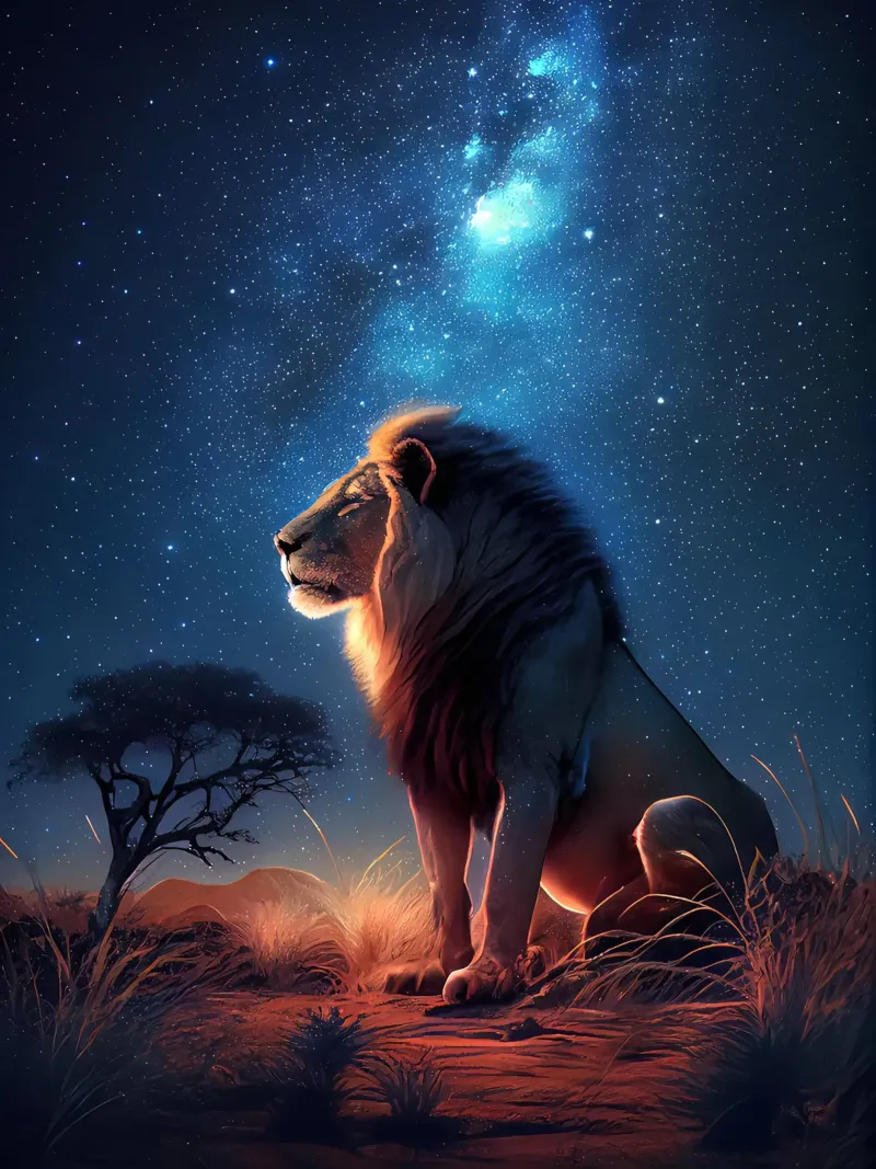 Leone sotto la Via Lattea plexiglass da Ethan Smith