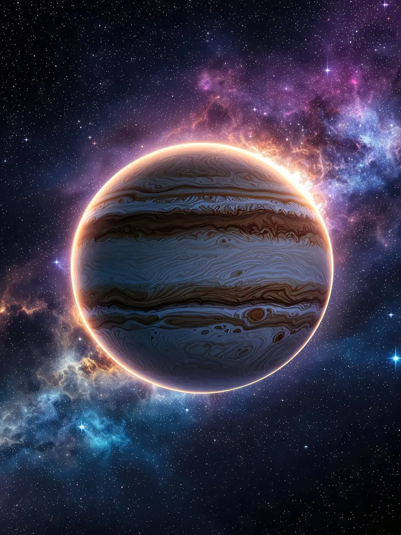 Jupiter in Space with Nebula canvas by Ethan Smith