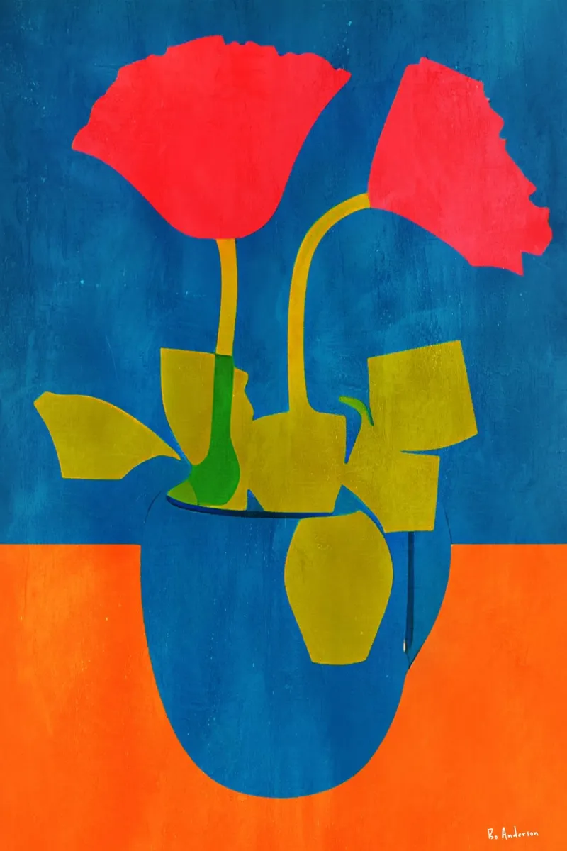 Sunshine Flowers poster con telaio in alluminio da Bo Anderson