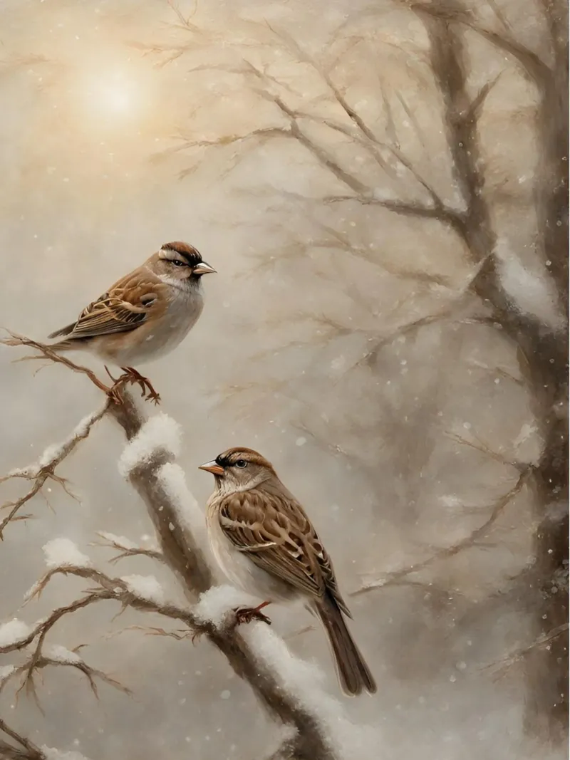 Uccelli invernali nella neve pellicola backlit da Studio Vibe